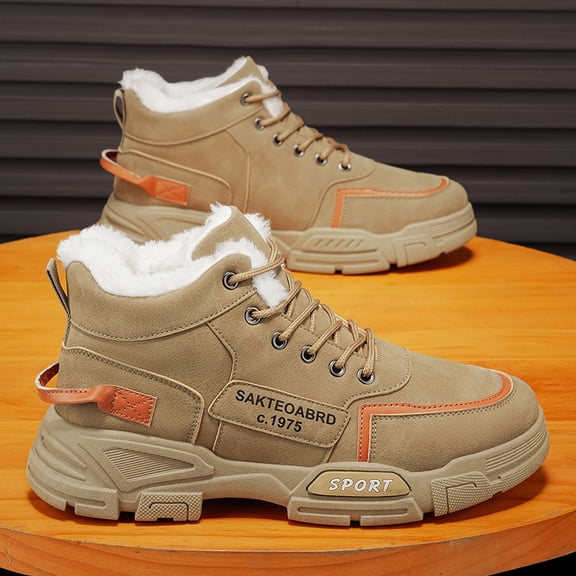 Men's Cold Weather High Top Boots Warm Insulated Outdoor Ankle Boots Stable Non Slip Boots for Daily Hiking