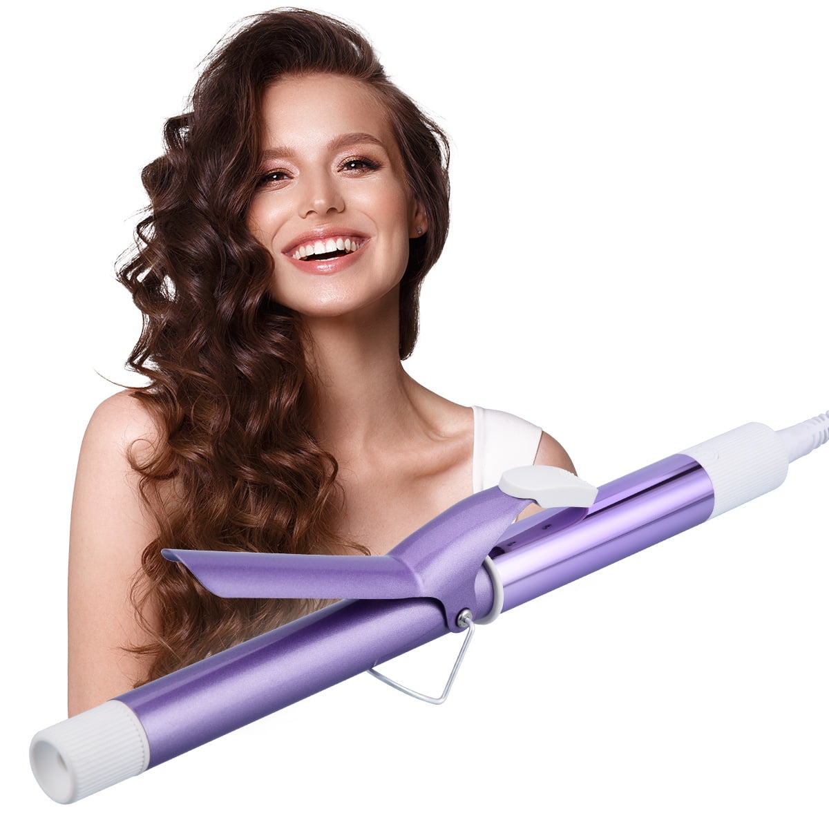 CkeyiN 25mm Perm Iron, 5-speed Hair Curling Iron Temperature-Adjusting Curling Wand Egg Roll Large Curling Hair Iron, Anti-scalding Clip Type Electric Splint Perm Stick