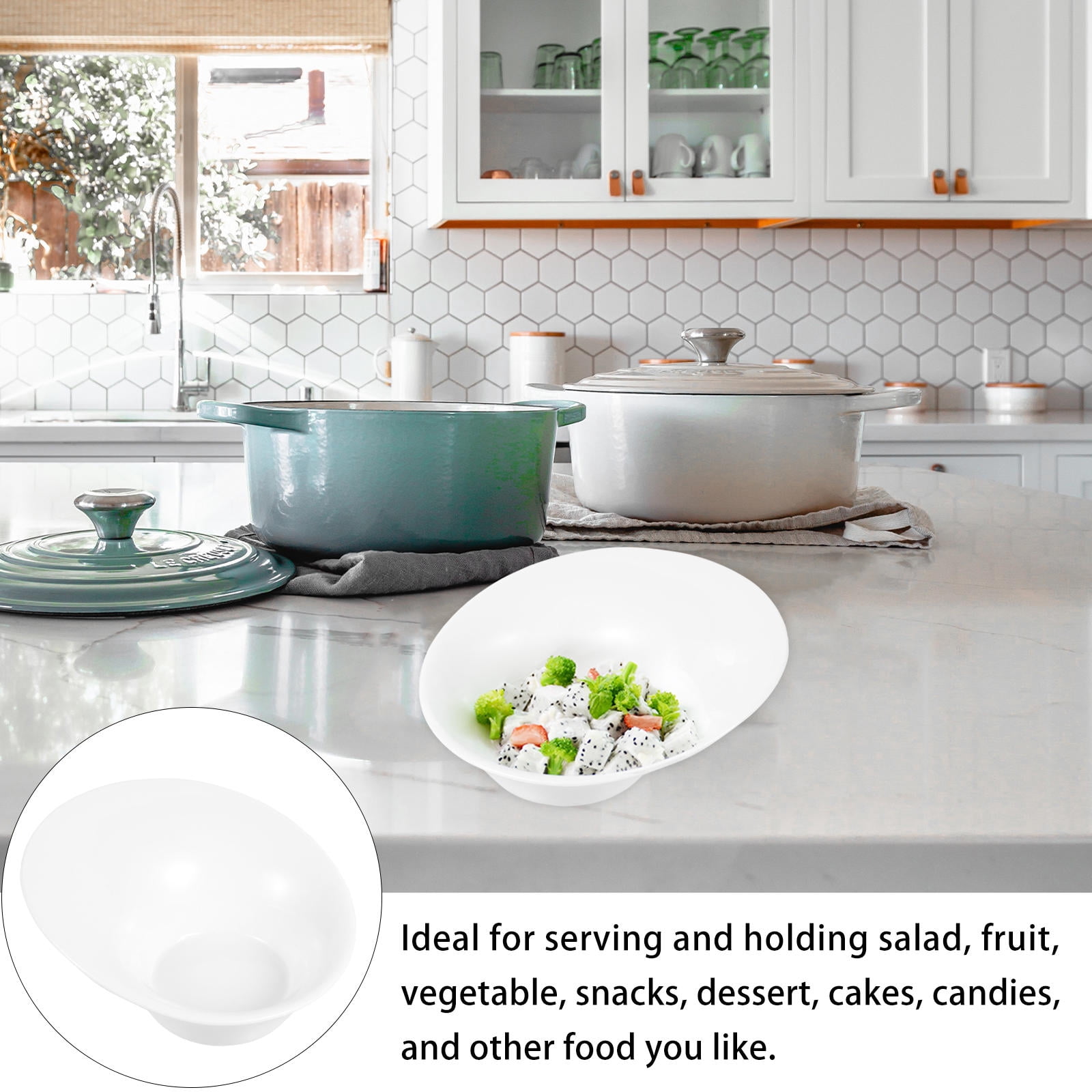 ULTNICE White Ceramic Bowl for Home Use Safe and Odorless with Material 8 Inches