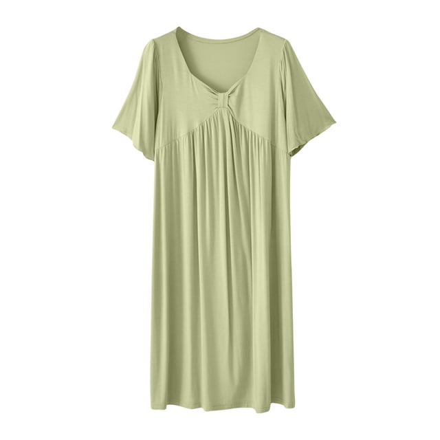 Tranfacy Chemises de Nuit pour Femmes, Grandes Tailles, Robe de Nuit Décontractée et à la Mode, Couleur Unie, Col Rond