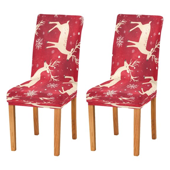 BZSMCE Chairs Slipcovers Dining Chair Covers Gold Reindeer and Snowflake Adorable Snowman Creative Pattern