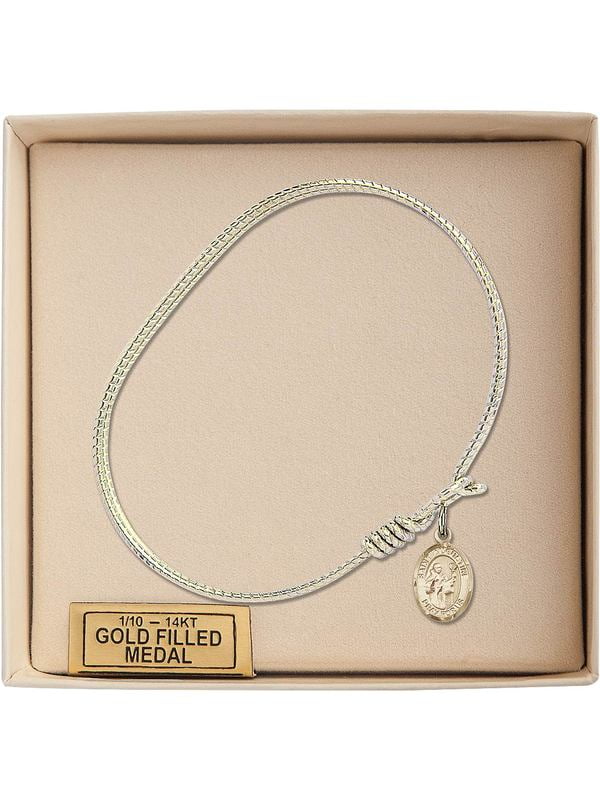 Augustine Charm On A 6 1//4 Inch Oval Eye Hook Bangle Bracelet Catholic Saint Medals St