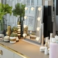 thumbnail image 4 of Fenchilin 12''x14'' Vanity Makeup Mirror with Lights 360° Swivel Tabletop Metal White, 4 of 11
