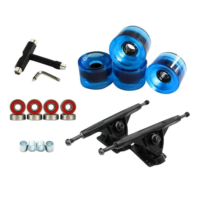 S SERENABLE Roue de Planche à Roulettes en Alliage Camion 7 Pouces ABEC-11 Roulement Longboard Skate Board Noir Clair Bleu