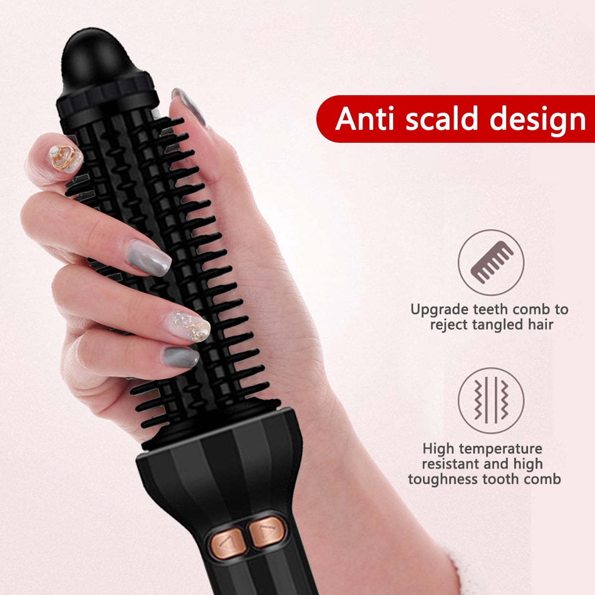 Hair Curling Iron Brush,Hot Curling Comb Ceramic Rotating Curling Iron 1 Inch,Heated Round Brush Hair Styler Tool for Short Hair