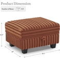 thumbnail image 2 of Belffin Corduroy Fabric Ottoman with Storage Ottoman for Modular Sectional Couch Brick Red Couch, 2 of 8
