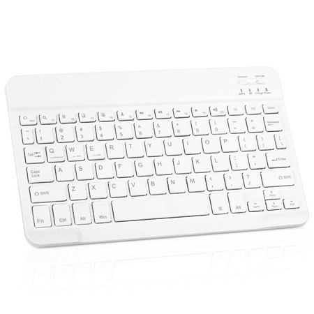 Ultra-Slim Rechargable Bluetooth Keyboard Compatible with Lenovo Yoga Tab 11 and Other Bluetooth Enabled Devices Including all iPads, iPhones, Android Tablets, Smartphones, Windows pc, White