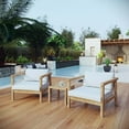 thumbnail image 3 of Modern Contemporary Urban Design Outdoor Patio Balcony Garden Furniture Lounge Chair and Side Table Set, Wood, White Natural, 3 of 7