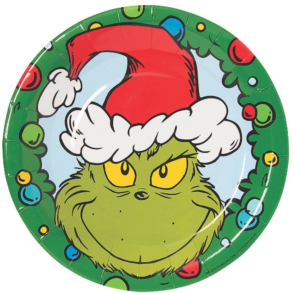 Dr. Seuss The Grinch Paper Dinner Plates, 8Count