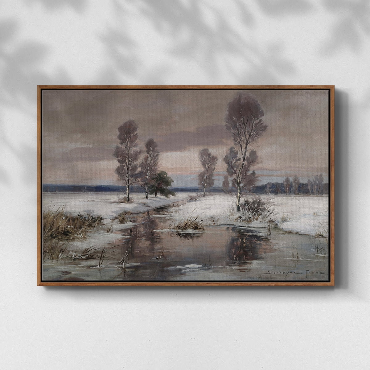 Vintage Landscape-CCCLXXVIII By Wexford Home Framed in Walnut Wood Gallery Wrapped Canvas 25 in. x 37 in.