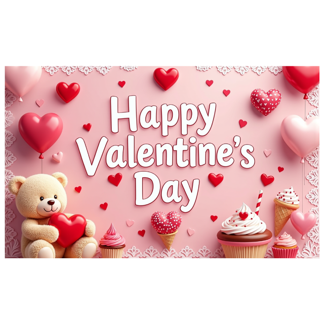 Valentine's Day Party Decoration Banner Heart Design Backdrop Event Photo Props Love Celebration Romance Gift Box Background