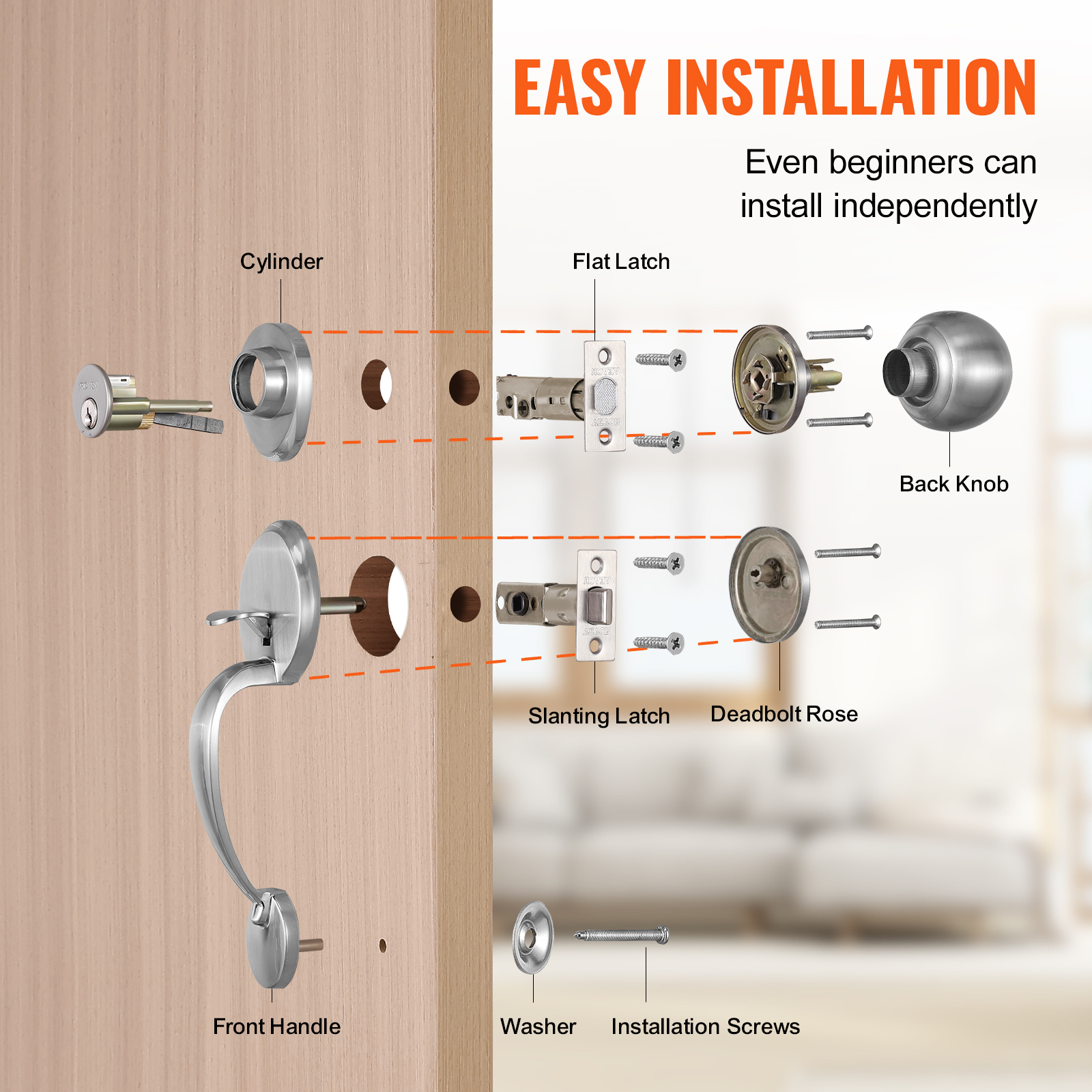 Kffkff Front Door Handle & Deadbolt Lockset photo 5