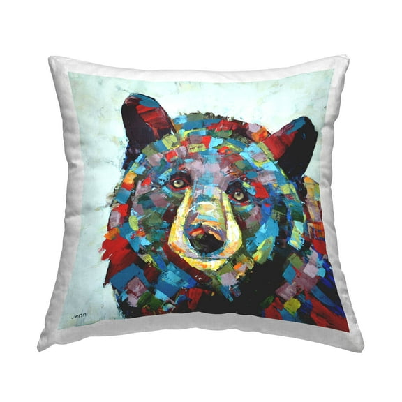 Stupell Industries Contemporary Shapes Bear Portrait Printed Throw Pillow Design by Jen Seeley
