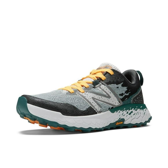 New Balance Men's Fresh Foam X Hierro V7 Trail Running Shoe, Concrete/Vintage Teal/Hot Marigold, 10