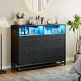 thumbnail image 6 of 6 Drawer Double Dresser TV Stand, Bedroom Dresser with Power Outlet & LED Light, Wood Dresser for Nursery, Living Room, Hallway, 47.2''W×15.8''D×36.2''H, 6 of 7