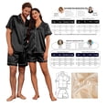 thumbnail image 5 of Ekouaer Couple Matching Pajamas Sets Silk Short Sleeve Button Down Sleepwear Satin Pjs Shorts Set Soft Lounge Set, 5 of 6