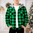 thumbnail image 2 of Mercatoo Youth Boys Plaid Hoodies Button Front Pockets Thin Hooded Sweatshirts Teen Kids Soft Fall Casual Cardigan Jackets, 2 of 4