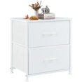 thumbnail image 2 of DUMOS Table de Chevet Petite Commode avec 2 Tiroirs en Tissu Tables d'Appoint Table de Bout de Chambre Meuble de Rangement pour Enfants pour 20 Pouces de Hauteur Table de Chevet pour Placard, Entrée, Dortoir Universitaire, Blanc (1 Pack), 2 of 4