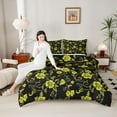 thumbnail image 4 of Homewish Chic Yellow Flowers 3-Piece Full Size Comforter Sets for Teens Girls Boys,Exotic Style Bedding Comforter Set,Floral Blossom Lightweight Bedding Sets,Ultra Soft Home Decor,Reversible, 4 of 8