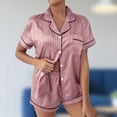thumbnail image 2 of Ichuanyi Womens Silk Satin Pajamas Set Two-Piece Sleepwear Loungewear Button-Down Sets, 2 of 7