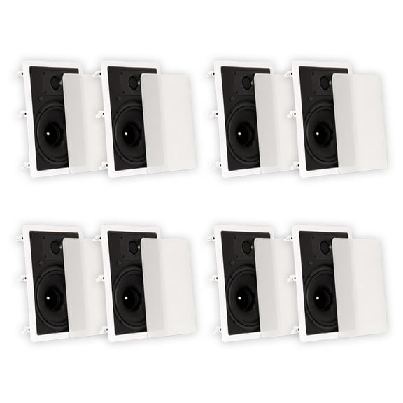 Theater Solutions TS80W In Wall 8" Speakers Surround Sound Home Theater 4 Pair Pack