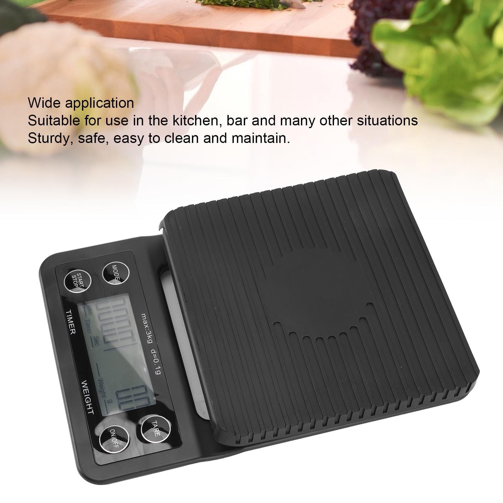BIMZUC Digital Coffee Scale with Timer, Waterproof Silicone Mat, High‑Accuracy Kitchen Food Scale, Tare Function, Portable & Versatile