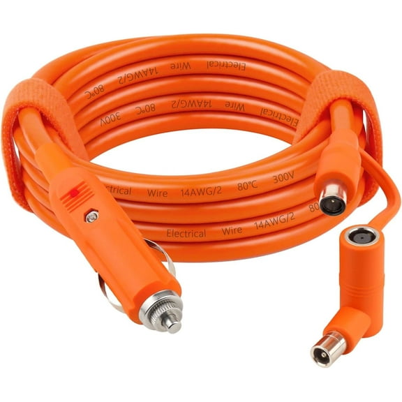 12V/24V DC Power Extension Cable with Cigarette Lighter Plug 6FT – Heavy Duty 14AWG Cable with DC7909 Plug & DC8020 Adapter for Power Stations, Trucks, RVs, Fridges and More