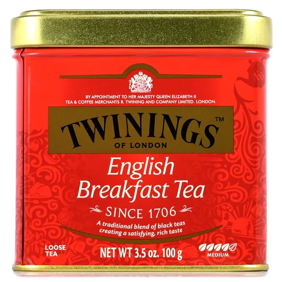 Pack of 6, Twinings of London English Breakfast Loose Tea Tin, 3.5 oz