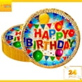 thumbnail image 2 of 24 Pz Plato Cartón Pastelero Premium Pastelero Happy Birthday Banderines Globos, 2 of 4