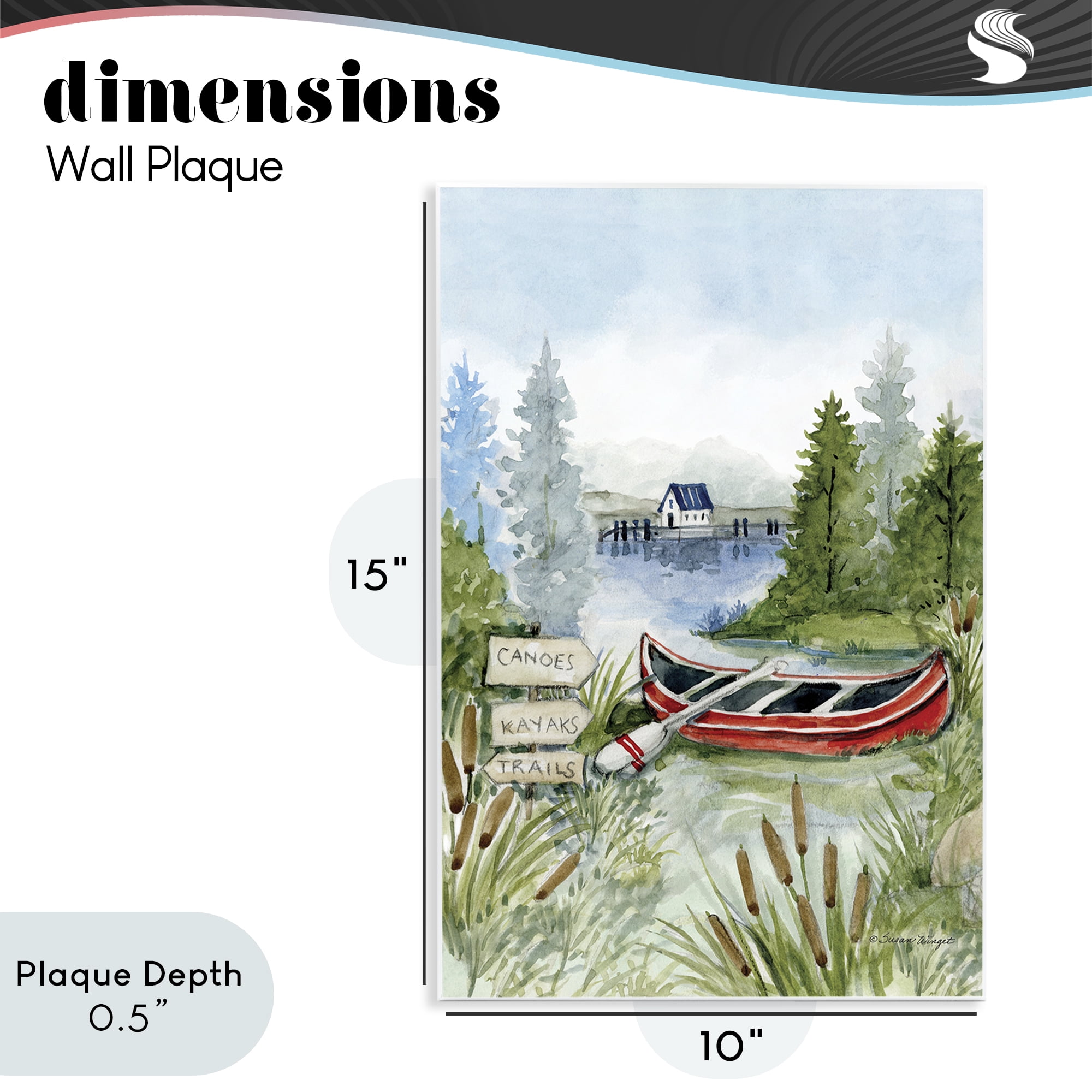 Stupell Industries Canoe On Lake Wall Plaque Art, design by Susan Winget