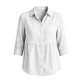 thumbnail image 4 of Feancey Womens Peplum Button Down Shirt Cotton Linen 3/4 Sleeve Collared Shirts Loose Fit Casual Babydoll Tops 2026 Fall Fashion White XXL, 4 of 7