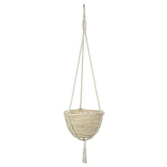 Woven Straw Storage Basket 59x25x16cm Handwoven Hanging Basket Woven Rattan Planter with Plastic Liner for Indoor Outdoor Balcony Garden Wall Decor Beige Single Piece JASKFLY