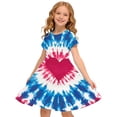 thumbnail image 1 of Odeerbi Niñas Día de La Independencia Vestido de Línea A Verano Patriótico Cuello Redondo Manga Corta Vestido Casual, 1 of 9
