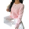 thumbnail image 3 of Women'S Oversized Cable Knit Crewneck Sweaters Pink M, 3 of 7