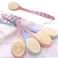 thumbnail image 2 of Cepillo de ducha corporal de plástico con mango largo, limpieza de espalda y baño, color rosa, 1 ud., 2 of 2