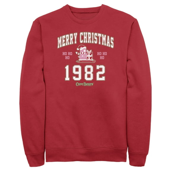 Men's Care Bears Merry Christmas Cheer Bear  Sweatshirt Red X Large