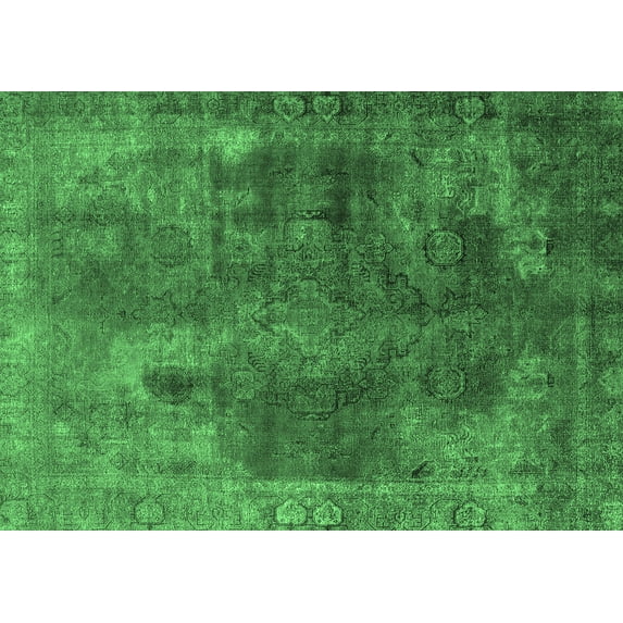 Ahgly Company Indoor Rectangle Oriental Emerald Green Industrial Area Rugs, 2' x 3'