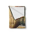 thumbnail image 2 of Puerto Rico Soft Flannel Fleece Blanket, Streets of San Juan with Houses Old Tree and Cobblestone Alleyway Early Morning, Cozy Plush for Indoor and Outdoor Use, 70" x 90", Multicolor, by Ambesonne, 2 of 5