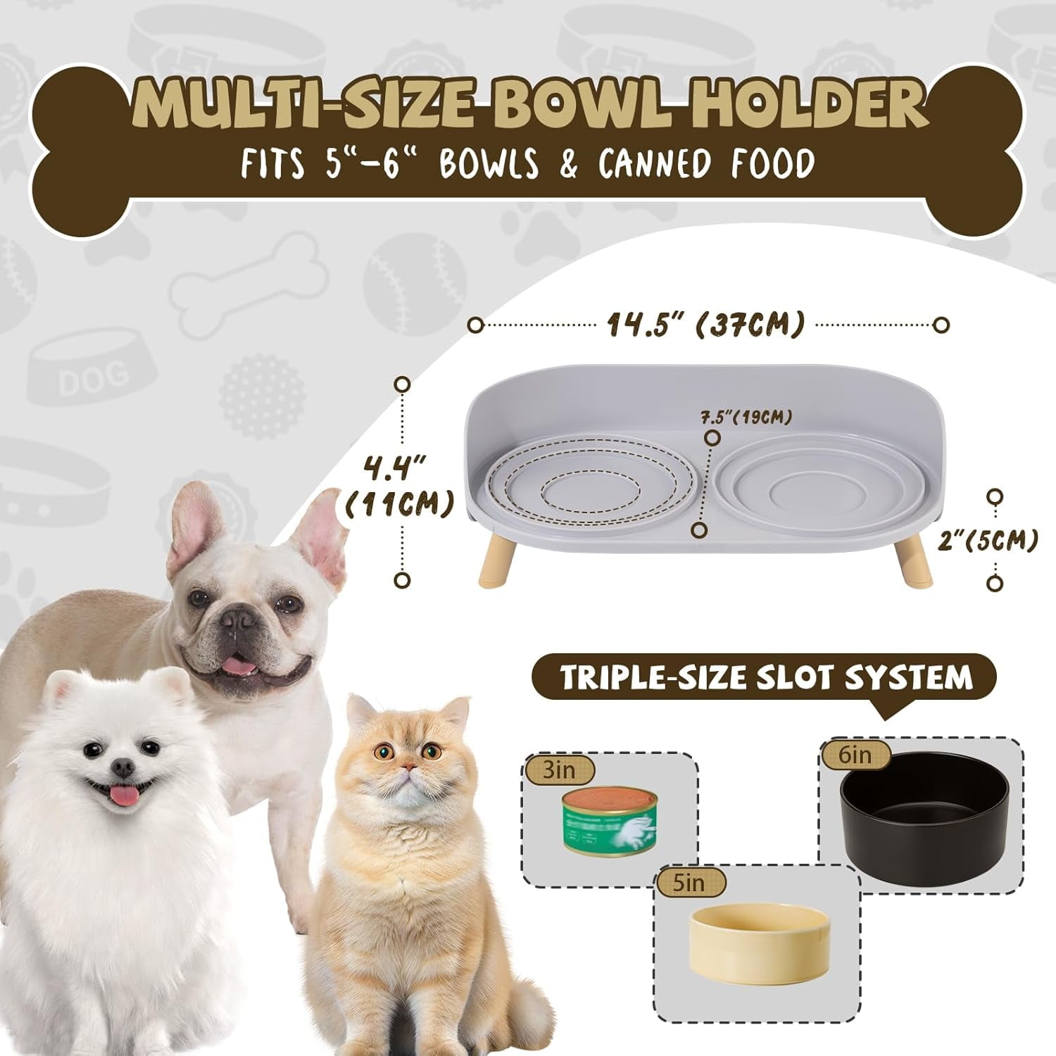 Raised Dog Feeder Bowl Stand - Elevated Dining Table for Small and Medium Dogs and Cats - Fits Food and Water Dish up to 6" Diameter - Milky White (Bowls Not Included)