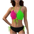 thumbnail image 2 of Traje de baño para mujer, moda femenina, bikini de dos piezas con tirantes en contraste de color dividido, trajes de baño para mujer, conjuntos de bikini para mujer, trajes de baño bikini para mujer, 2 of 7