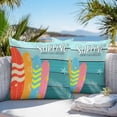 thumbnail image 3 of Throw Pillow Covers 24x24 Inch Set of 2, Surfboard Waterproof Outdoor Pillow Covers, Summer Starfish Palm Leaf Wood Grain Blue Decorative Cushion Pillowcases for Couch, Sofa, Bed, Garden, Patio, 3 of 9