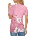 thumbnail image 4 of cocolona Womens Summer Short Sleeve Tops Fashion Floral Print Crew Neck T-shirts Casual Loose Blouses S-3XL, 4 of 6