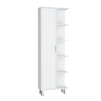 Linen Cabinet 63" H, with 1 door and 9 shelves, White,