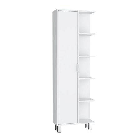 Linen Cabinet 63" H, with 1 door and 9 shelves, White,