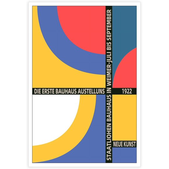 TRAHOO-Trendy Elegant Abstraction Canvas Wall Art Colorful Bauhaus Architecture Posters 1922 Unique Geometric Collage Wall Decor For Modern Home And Apartment Aesthetics 12x16in Unframed