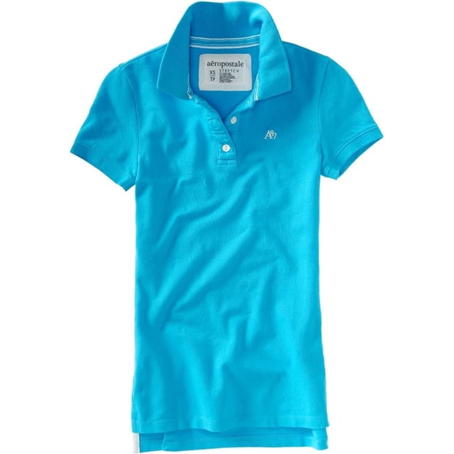 Aeropostale Womens Uniform A87 Polo de 3 botones, azul, grande