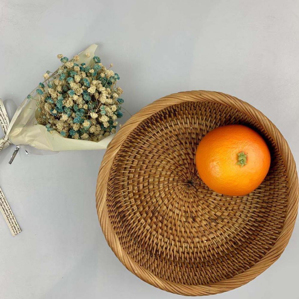 Round Woven Wicker Bread Baskets for Fruit Vegetable Storage Organizing, for Kitchen Countertop Organizing Bathroom