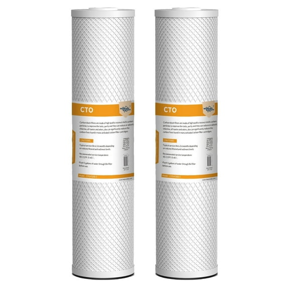 Membrane Solutions 5 Micron 4.5" x 20" Whole House Carbon Block Water Filter Replacement Cartridge, 2 Pack