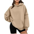 thumbnail image 2 of Plus Size Hoodie for Womens Pullover Fashion Casual Loose Long-sleeved Color Hooded Sweater With Pockets, 2 of 6