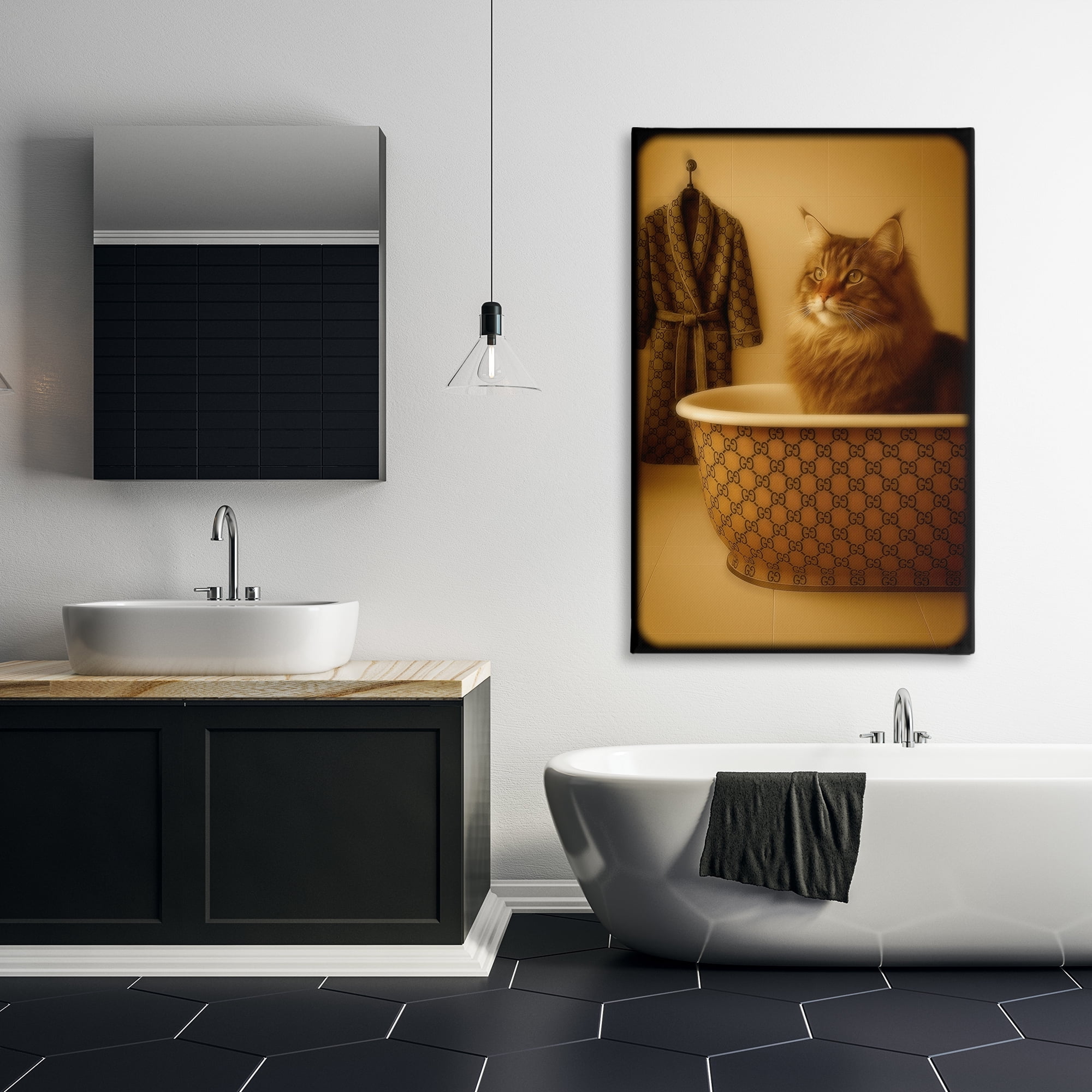 Stupell Industries Couture Main Coon in Luxury Tub Canvas Wall Art, design by Grotto Studios